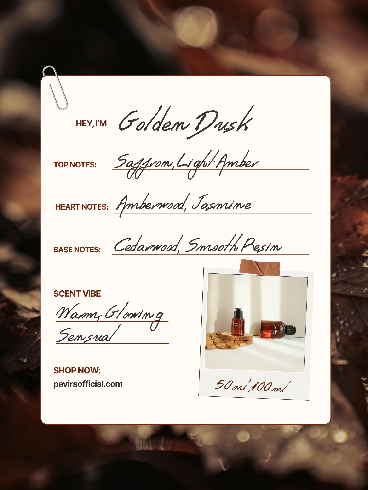 Body Oil Perfume - Golden Dusk